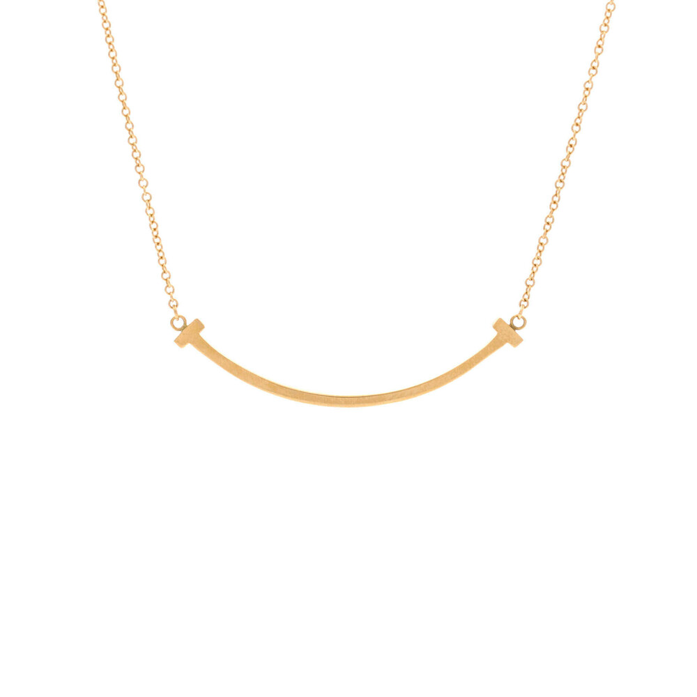 Tiffany & Co. Small T Smile Pendant Necklace 18K Yellow Gold
